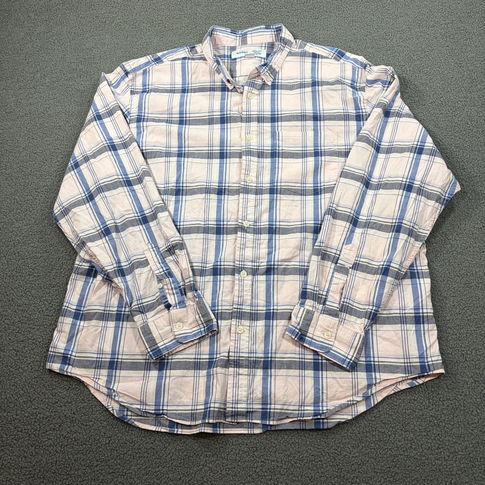 Old Navy Button Down Mens XXL Pink Plaid Everyday Shirt Built-In Flex Regular
